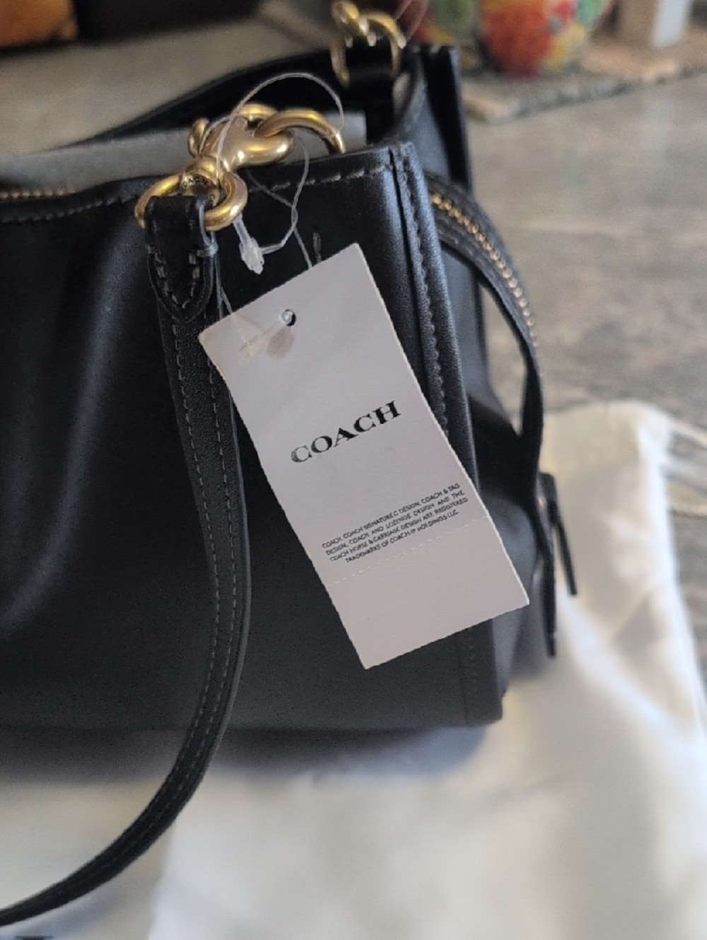Coach Rogue 34 Black Leather Double-Zip Shoulder Bag with Brass  Hardware NWT - Picture 9 of 12